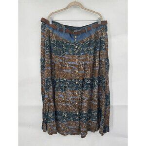 Vintage Capacity Maxi Skirt Women 3X Western Rodeo Farm‎ Southern Belted Button